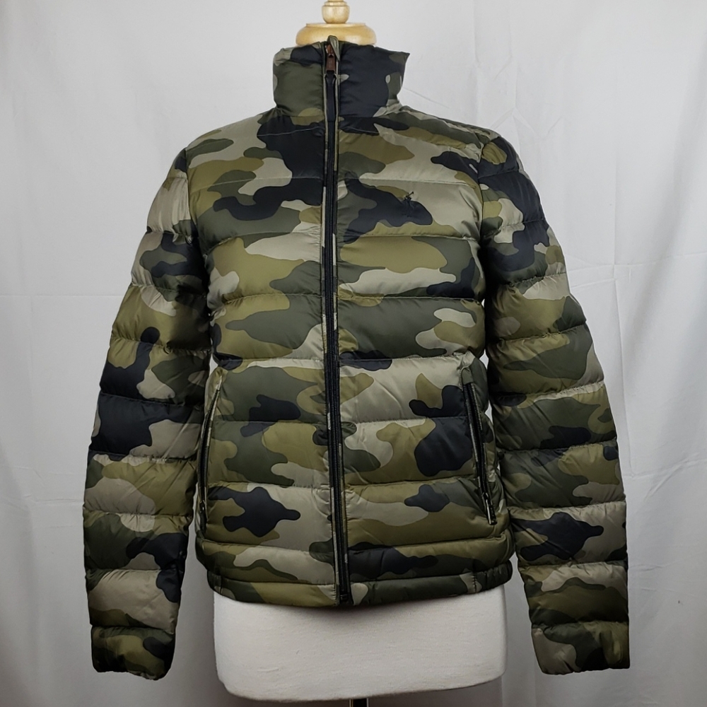 Womens  NWT Polo Ralph Lauren camo puffer coat size xs